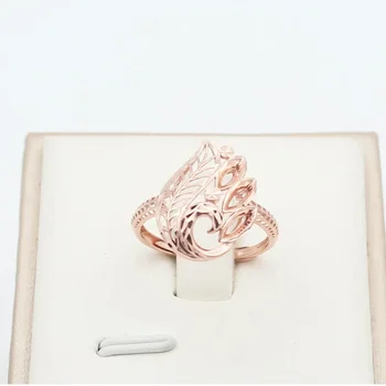 пурпурно-золотые кольца 585 пробы с 14-каратным розово-золотым павлином для женщин, открывающиеся классическим дизайном, элегантными роскошными украшениями в китайском стиле Изображение 2