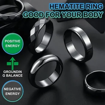 Магнитные изогнутые кольца для похудения для мужчин и женщин Простые подарочные украшения из черного магнитного камня для пары Изображение 2