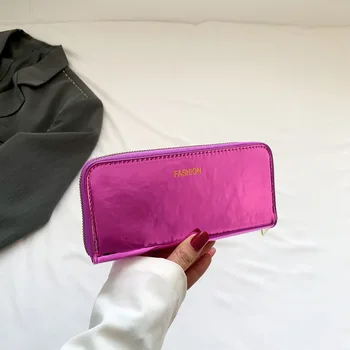 Новая лакированная сумочка контрастного цвета, женская длинная сумочка для отдыха в иностранном стиле, большая вместимость, простая сумочка