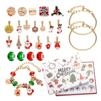 Наборы для изготовления рождественских браслетов, как показано на рисунке, сделай сам Ювелирный шарм с ожерельем, подвеской, бусами, цепочкой для браслетов