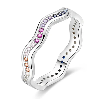 Классическое серебро 925 пробы С минималистичными линиями, красочное ювелирное кольцо из Паве, женская реклама, изысканные Аксессуары