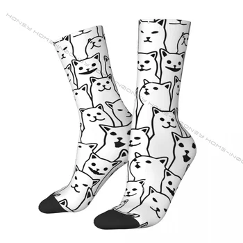 Счастливые мужские носки Kawaii в стиле ретро Harajuku, кошачье мяуканье, уличный стиль, бесшовные носки Crew Crazy С подарочным рисунком