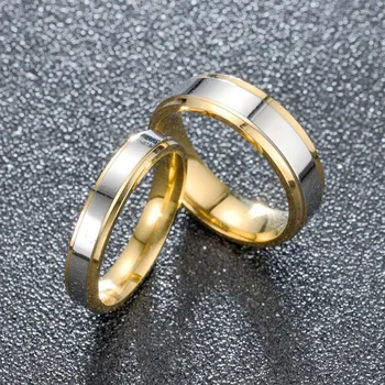 Золотое двухцветное кольцо из титановой стали, гладкое кольцо из нержавеющей стали европейского и американского происхождения Оптом Ювелирные изделия