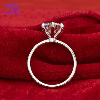 Очаровательное кольцо из белого золота 14 карат Классическое 6 зубцов 4-каратное ювелирное кольцо с муассанитом круглой формы 10x10 мм Изображение 2