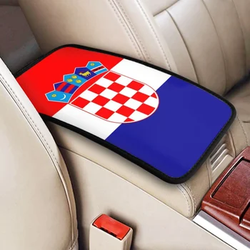 Накладка на центральную консоль с флагом Хорватии для автомобилей, автоаксессуары, нескользящий коврик для автомобильного подлокотника, накладка для автомобильного подлокотника