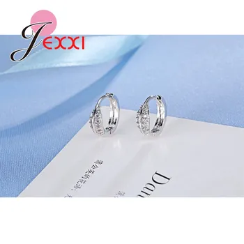 Простые модные двухслойные серьги-кольца с кубическим цирконием для женщин, свадебные аксессуары Изображение 2