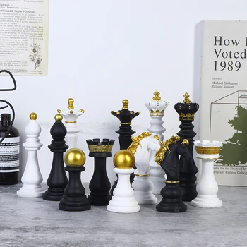 1 шт. Аксессуары для настольных игр в шахматы из смолы, Международные Шахматные фигурки в стиле Ретро Изображение 2
