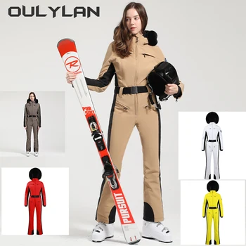 Зимний цельный лыжный костюм Oulylan, Утолщенный термокомбинезон, куртка для сноуборда, комбинезоны, Облегающий лыжный комплект, Ветрозащитный, НОВЫЙ Изображение 2