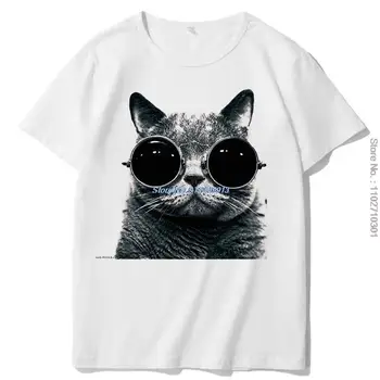 Кошачьи очки, ретро унисекс, графические футболки, Топы, футболки с круглым вырезом, летние футболки Harajuku с коротким рукавом, Мужская одежда