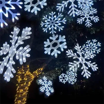 Рождественская елка, снежинки, подвесные гирлянды, уличные снежинки, сказочная елочная гирлянда, садовые сферические фонари для декора внутреннего дворика Изображение 2