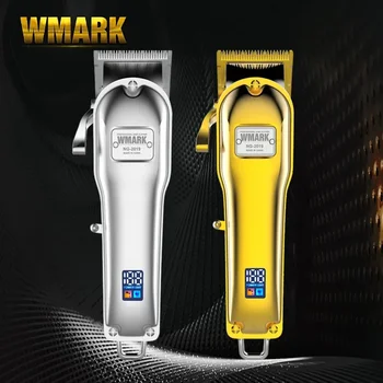 Цельнометаллическая беспроводная машинка для стрижки волос WMARK NG-2019B с ЖК-дисплеем, аккумуляторная машинка для стрижки волос емкостью 2500 мАч, золотистый цвет