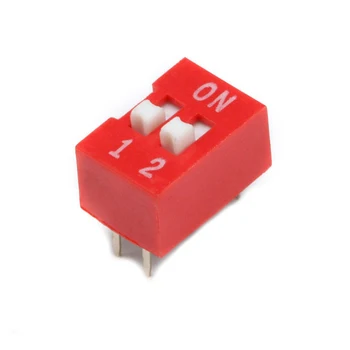 DIP/кодирующий/плоский переключатель 2-разрядный 2,54 мм красный/синий Изображение 2