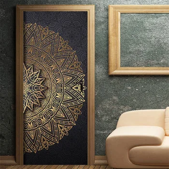 Легкая роскошная дверная наклейка в скандинавском стиле, обои из черного золота, ПВХ, водонепроницаемый домашний декор, самоклеящиеся обои, фреска Изображение 2