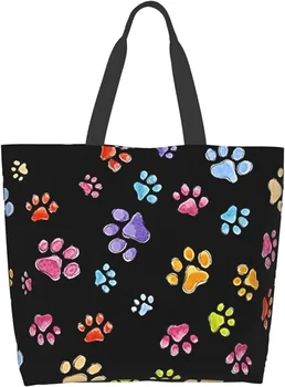 Сумка на плечо в виде собачьей лапы для женщин, многоразовая водонепроницаемая сумка-тоут, Пляжная хозяйственная сумка, складная сумка для хранения