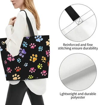 Сумка на плечо в виде собачьей лапы для женщин, многоразовая водонепроницаемая сумка-тоут, Пляжная хозяйственная сумка, складная сумка для хранения Изображение 2
