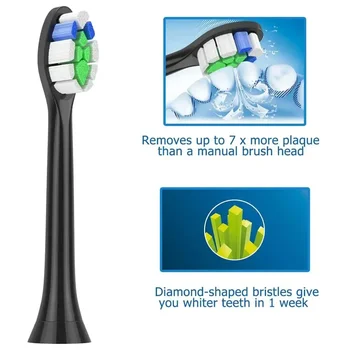4ШТ jt Для Philips Sonicare Diamond Clean ProResults FlexCare HX6064/14 Стандартные Сменные Головки электрических Зубных Щеток Черного Цвета Изображение 2