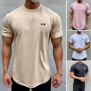 Футболка для фитнеса Gym Muscle, новый бренд, мужская уличная одежда в стиле хип-хоп, свободная половина рукава, облегающие мужские летние футболки для бодибилдинга, топы