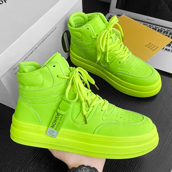 Модные зеленые кроссовки с высоким берцем, мужская дизайнерская обувь для суперзвезд, мужские повседневные кроссовки, обувь на платформе в стиле хип-хоп, мужская обувь для скейтборда
