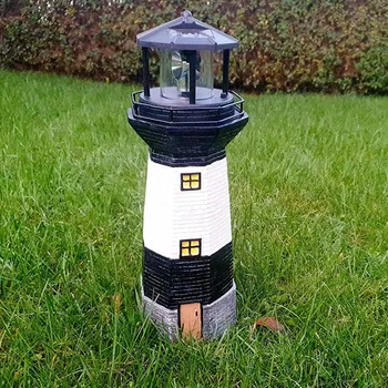 Декоративная лампа Lighthouse, водонепроницаемая светодиодная лампа Lighthouse на солнечной батарее-для вечеринки, дорожки во внутреннем дворике, сада на открытом воздухе Изображение 2
