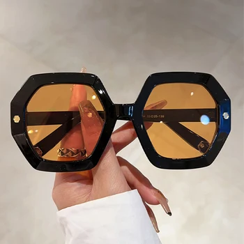 KAMMPT Негабаритные Мужские солнцезащитные очки в модной шестиугольной оправе с градиентными оттенками, Солнцезащитные очки для женщин 2023, Модные Солнцезащитные очки популярного бренда Ins