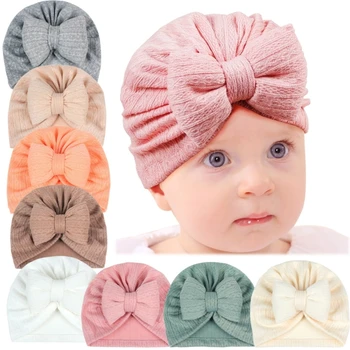 Детская шапочка-тюрбан, детская шапочка-бини с бантом, реквизит для фотосъемки новорожденных девочек, осенне-зимний больничный капор, необходимый для младенцев
