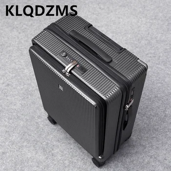 Багаж KLQDZMS с алюминиевой рамой, 20-дюймовый посадочный кейс, открывающийся спереди, кейс для тележки, дорожная сумка для зарядки через USB, дорожный кейс для каюты 24 