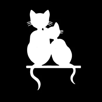 Две кошки влюбляются В изысканную автомобильную наклейку ПВХ Модный бампер Аксессуары для лобового стекла Авто Наклейка для ноутбука Высокое Качество Изображение 2