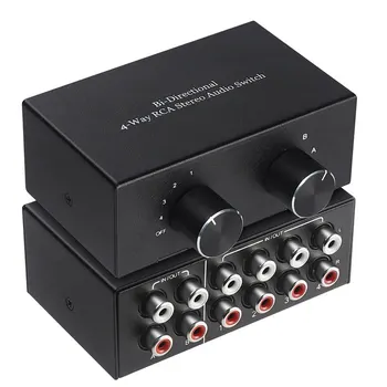 Двунаправленный 4-Полосный Переключатель стереозвука RCA, Аудиопереключатель звуковых каналов L /R, аудиоразветвитель 2 в 4 Выхода или 4 в 2 Выхода Изображение 2