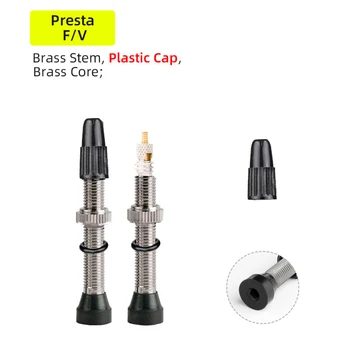 Комплект штока бескамерного клапана Presta 2шт, пара Presta 40 мм 44 мм - Круглое резиновое основание из латуни с уплотнительным кольцом для лучшей герметизации Изображение 2