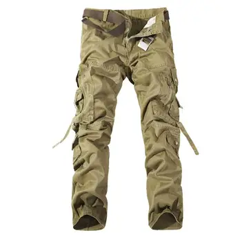 Мужские брюки-карго, военные тактические брюки, мужские выстиранные комбинезоны с несколькими карманами, мужские свободные хлопчатобумажные брюки, мужские брюки-карго для мужчин, брюки Изображение 2