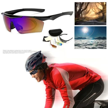 Профессиональные поляризованные велосипедные очки, Велосипедные очки для спорта на открытом воздухе, Велосипедные Солнцезащитные очки UV 400 С 5 линзами, Автомобильные аксессуары 5 цветов Изображение 2