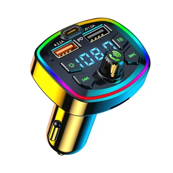 Автомобильный Bluetooth FM-Передатчик Автомобильный Bluetooth MP3-Плеер Двойное Автомобильное Зарядное Устройство USB с Подсветкой Атмосферы Эквалайзера