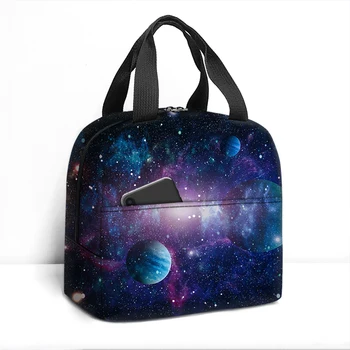 3D Galaxy Space Stars Изолированная сумка для ланча Space Planet Сумки для хранения еды астронавта Портативные Школьные Дорожные ланч-боксы для пикника Изображение 2