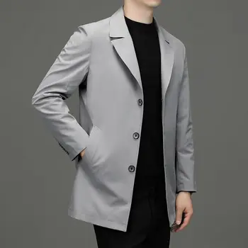 Осень-Зима 2024, Новая модная одежда, мужские блейзеры с лацканами на двух пуговицах, Однотонные Деловые Повседневные костюмы, мужская брендовая одежда, пальто X12