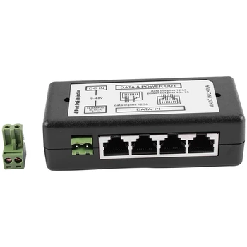 4-Портовый Poe Инжектор Poe Адаптер питания Ethernet Вывод питания 4,5 (+)/7,8 (-) Вход Dc12v-Dc48v Для Ip-камеры Изображение 2