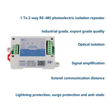 485 Ретранслятор 1-к-2 концентратор 1 ведущий и 2 ведомых RS485 фотоэлектрическая изоляция усилитель сигнала удлинитель защита от молнии