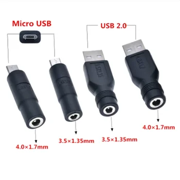 Micro USB/USB 2.0 от мужчины к постоянному току 3.5*1.35 / 4.0*1.7 мм Разъем-розетка Конвертер Разъем адаптера для ноутбука
