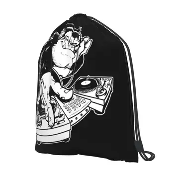 Dj Gorilla Money Микширует музыку на поворотном столе, рюкзак на шнурке, Дорожная сумка для покупок, спортивная сумка для бега на открытом воздухе Изображение 2