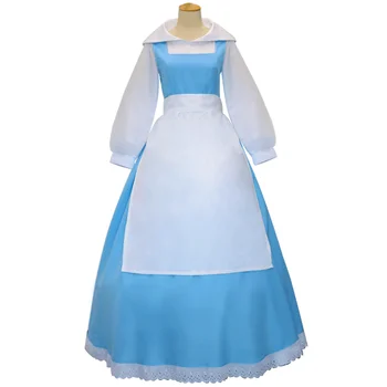 Женское платье Золушки для косплея, маскарадный костюм синей горничной