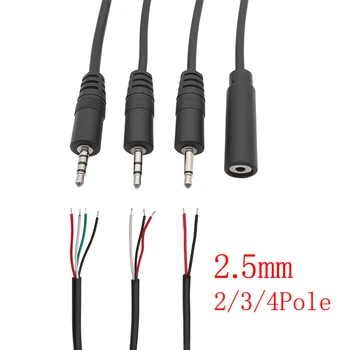 1шт 2,5 мм штекер /розетка для оголенного конца провода, 2/3/4 Полюсные моно /стерео штекеры, разъем для ремонта аудио кабеля наушников, сделай САМ