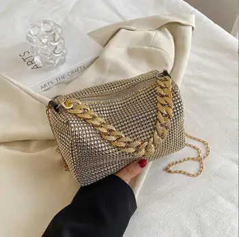 2023 новая женская летняя трендовая сумка через плечо с цепочкой, популярная маленькая сумка с ярким бриллиантом, сумка через плечо
