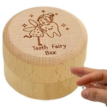 Коробка для молочных зубов, Деревянная коробка для хранения выпавших зубов на память, Милый Резной контейнер для зубов, Коробка для хранения Подарочных сказочных подарков, Заставка для зубов