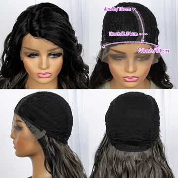 Синтетический волнистый парик с боковой частью, кружевной парик с градиентной объемной волной спереди для женщин Изображение 2
