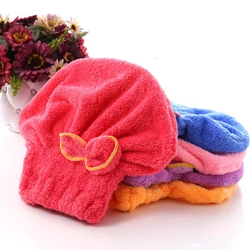 Быстросохнущая шапочка из микрофибры и кораллового флиса, впитывающая влагу, защитная шапочка, женская сумка, тюрбан, шапочка для душа, домашнее сухое полотенце для волос Изображение 2