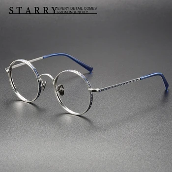 Мужские очки из чистого титана, круглые Очки ручной работы высшего качества, Ретро Оптическая близорукость для чтения, Персонализированные женские очки M3100