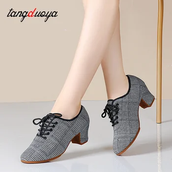 Новые женские туфли для танго/латиноамериканских танцев, туфли для социальных танцев с закрытым носком, современные туфли для танцев сальсы, женские туфли на каблуках 3-5 см