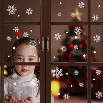Рождественские наклейки в виде снежинок, Наклейка на стеклянное окно, Рождественские украшения для дома, Navidad, Рождественские украшения, Новогодние наклейки