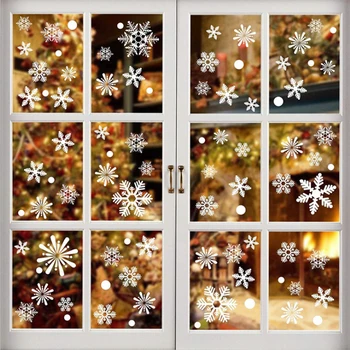 Рождественские наклейки в виде снежинок, Наклейка на стеклянное окно, Рождественские украшения для дома, Navidad, Рождественские украшения, Новогодние наклейки Изображение 2