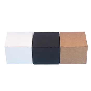 50шт 6 размеров Маленькая коробка из крафт-бумаги, Картонная коричневая коробка для мыла ручной работы, Подарочная белая коробка из крафт-бумаги, Упаковка ювелирных изделий Черная коробка