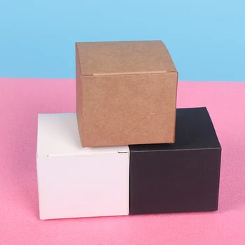 50шт 6 размеров Маленькая коробка из крафт-бумаги, Картонная коричневая коробка для мыла ручной работы, Подарочная белая коробка из крафт-бумаги, Упаковка ювелирных изделий Черная коробка Изображение 2